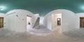 Empty white room without repair and furniture. full spherical hdri panorama 360 degrees in interior room in modern apartments in Royalty Free Stock Photo