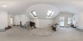 Empty white room without repair and furniture. full spherical hdri panorama 360 degrees in interior room in modern apartments in Royalty Free Stock Photo