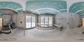 Empty white room without repair and furniture. full spherical hdri panorama 360 degrees in interior room in modern apartments in Royalty Free Stock Photo