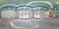 Empty white room without repair and furniture. full spherical hdri panorama 360 degrees in interior room in modern apartments in Royalty Free Stock Photo