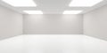 Empty white room with lighting from the ceiling - gallery, museum, product or modern interior template, 3D illustration