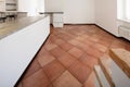 Empty white room with terracotta floor. Royalty Free Stock Photo