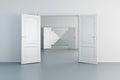 empty white rooms with opened doors