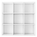 Empty white shelf on white background