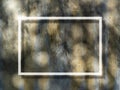 Empty white square frame on cement wall background with sunshine and leaves shadow. Concrete wall texture with blank frame.