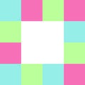 Empty white square on pastel color squares checkered block, template banner checker multi color rainbow, ad colorful block soft