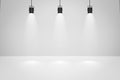 Empty white studio backdrops and spotlight on entertainment room background with showing scene. White product display or blank