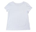empty white T-shirt isolated on white background. Blank White female tshirt isolated on white. Tshirt template ready for your