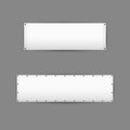 Empty white vinyl banners with grommets. Vector illustration