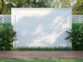 Empty white wall in the garden 3d render