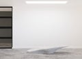 Empty white wall in modern art gallery. Mock up interior in minimalist style. Free, copy space for your artwork, picture Royalty Free Stock Photo