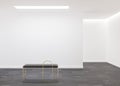 Empty white wall in modern art gallery. Mock up interior in minimalist style. Free, copy space for your artwork, picture Royalty Free Stock Photo