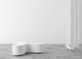 Empty white wall in modern art gallery. Mock up interior in minimalist style. Free, copy space for your artwork, picture Royalty Free Stock Photo