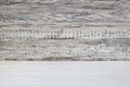 Empty white wooden background. Texture of old gray and white panel board with scuffs. Gray wooden wall and white rustic floor as Royalty Free Stock Photo