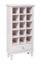 Empty white wooden bookcase over white