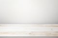Empty white wooden table over white wall background, product display montage Royalty Free Stock Photo