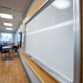 Empty whiteboard in a classroom, ready for educational use. Royalty Free Stock Photo