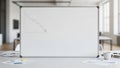Empty whiteboard with downward graph in modern office setting Royalty Free Stock Photo