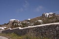 Empty whitewashed little houses, island of Mykonos, Greece