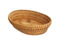 An empty wicker basket isolated over white background. Royalty Free Stock Photo