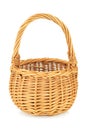 Empty wicker basket on white backgorund