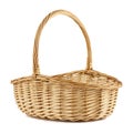 Empty wicker picnic basket. Isolated on white Royalty Free Stock Photo