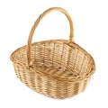 Empty wicker picnic basket. Isolated on white Royalty Free Stock Photo