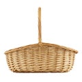 Empty wicker picnic basket. Isolated on white Royalty Free Stock Photo