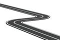 Empty Winding Asphalt Road. 3d Rendering Royalty Free Stock Photo