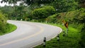 Empty winding or curved asphalt road