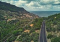 Empty winding road through Banyalbufar village, Mallorca, Spain