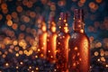 An empty wine bottle with led lights inside on background Royalty Free Stock Photo