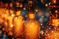 An empty wine bottle with led lights inside on background Royalty Free Stock Photo