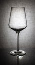empty wine glass with angular bowl on reflective surface Royalty Free Stock Photo