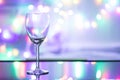 Empty wine glass background is colorful of light bulv. Royalty Free Stock Photo