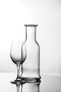 Empty wine glass with bottle Royalty Free Stock Photo