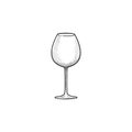 Empty wine glass. Engraving illustration of wineglass. Glassware