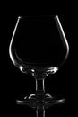Empty wine glass isolated on black, cognac glass