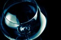 Empty wine glass and light tint blue disco