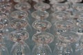 Empty wine glass stacked-up on one another in pattern photo