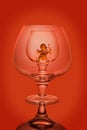 Empty wine glasses on a red background Royalty Free Stock Photo