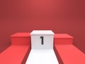 Empty winners podium on red background. 3D rendering. Royalty Free Stock Photo