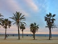 Empty winter beach on sunset Royalty Free Stock Photo