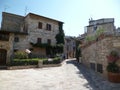 Empty wonderful medieval street in the center of Assisi. Italy, August 2012