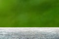 Empty wood plank with blur green nature background bokeh light, Banner or header for advertise on social media Royalty Free Stock Photo