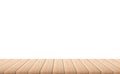Empty wood plank table top isolate on white background. Royalty Free Stock Photo