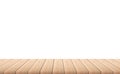 Empty wood plank table top isolate on white background. Royalty Free Stock Photo