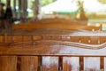 Empty wood sofa in row,wood chairs in public temple Royalty Free Stock Photo