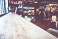 Empty wood table and blurred cafe light background. product display template.Business presentation Royalty Free Stock Photo