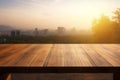 Empty wood table nature city outdoor. Generate Ai